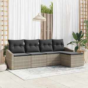 vidaXL Set de canapele pentru grădină 5 pcs Gri deschis Rattan poli imagine