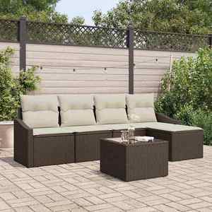 vidaXL Set de canapele pentru grădină 6 pcs Maro Rattan poli imagine