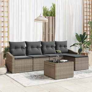 vidaXL Set de canapele pentru grădină 6 pcs Gri Rattan poli imagine