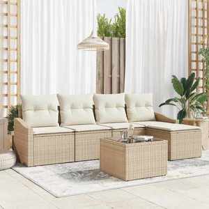vidaXL Set de canapele pentru grădină 6 pcs Bej Rattan poli imagine