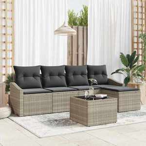 vidaXL Set de canapele pentru grădină 6 pcs Gri deschis Rattan poli imagine