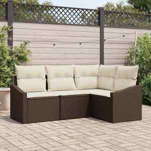 vidaXL Set de canapele pentru grădină 4 pcs Maro Rattan poli imagine