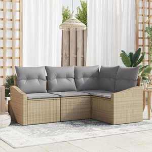 vidaXL Set de canapele pentru grădină 4 pcs Bej Rattan poli imagine