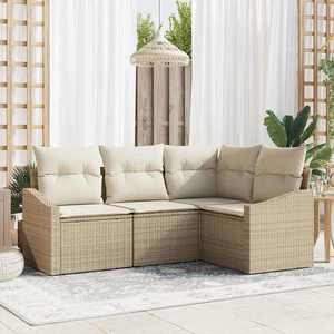 vidaXL Set de canapele pentru grădină 4 pcs Bej Rattan poli imagine