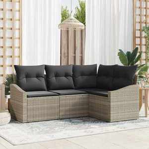 vidaXL Set de canapele pentru grădină 4 pcs Gri deschis Rattan poli imagine