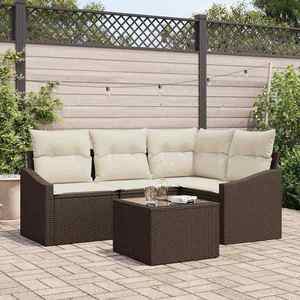 vidaXL Set de canapele pentru grădină 5 pcs Maro Rattan poli imagine