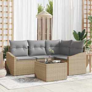 vidaXL Set de canapele pentru grădină 5 pcs Bej Rattan poli imagine