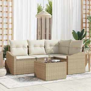 vidaXL Set de canapele pentru grădină 5 pcs Bej Rattan poli imagine