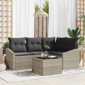 vidaXL Set de canapele pentru grădină 5 pcs Gri deschis Rattan poli imagine