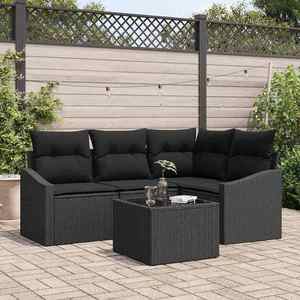 vidaXL Set de canapele pentru grădină 5 pcs Negru Rattan poli imagine