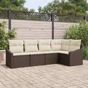 vidaXL Set de canapele pentru grădină 5 pcs Maro Rattan poli imagine