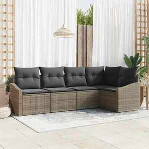vidaXL Set de canapele pentru grădină 5 pcs Gri Rattan poli imagine