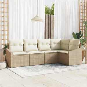 vidaXL Set de canapele pentru grădină 5 pcs Bej Rattan poli imagine