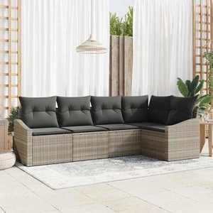 vidaXL Set de canapele pentru grădină 5 pcs Gri deschis Rattan poli imagine