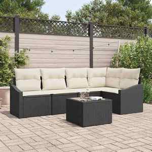 vidaXL Set de canapele pentru grădină 6 pcs Negru Rattan poli imagine