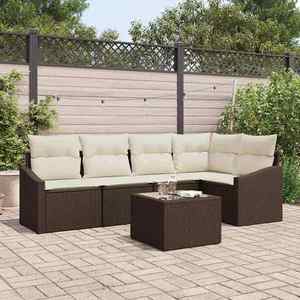 vidaXL Set de canapele pentru grădină 6 pcs Maro Rattan poli imagine