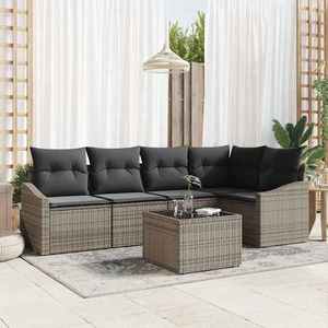 vidaXL Set de canapele pentru grădină 6 pcs Gri Rattan poli imagine