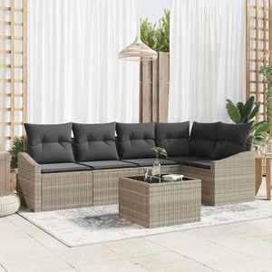 vidaXL Set de canapele pentru grădină 6 pcs Gri deschis Rattan poli imagine