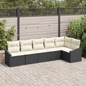 vidaXL Set de canapele pentru grădină 6 pcs Negru Rattan poli imagine