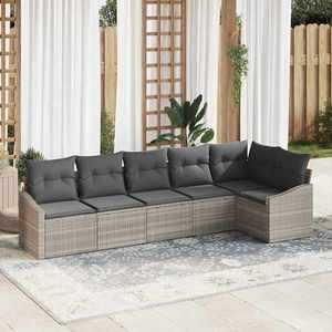 vidaXL Set de canapele pentru grădină 6 pcs Gri deschis Rattan poli imagine