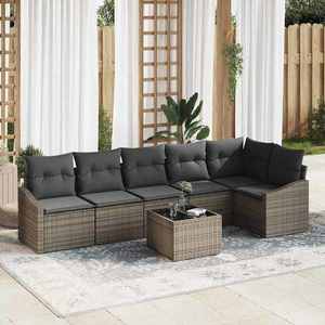 vidaXL Set de canapele pentru grădină 7 pcs Gri Rattan poli imagine