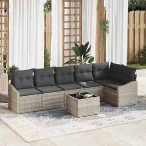 vidaXL Set de canapele pentru grădină 7 pcs Gri deschis Rattan poli imagine