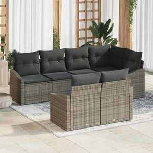 vidaXL Set de canapele pentru grădină 7 pcs Gri Rattan poli imagine