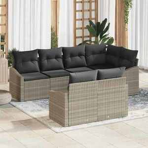 vidaXL Set de canapele pentru grădină 7 pcs Gri deschis Rattan poli imagine