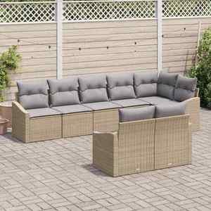 vidaXL Set de canapele pentru grădină 8 pcs Bej Rattan poli imagine