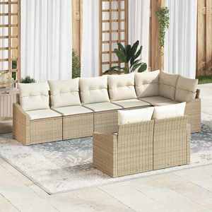 vidaXL Set de canapele pentru grădină 8 pcs Bej Rattan poli imagine