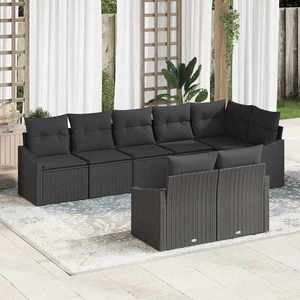 vidaXL Set de canapele pentru grădină 8 pcs Negru Rattan poli imagine