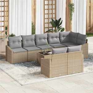 vidaXL Set de canapele pentru grădină 9 pcs Bej Rattan poli imagine