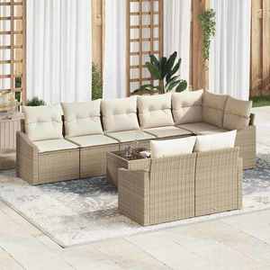 vidaXL Set de canapele pentru grădină 9 pcs Bej Rattan poli imagine