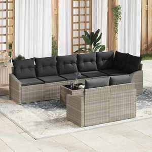 vidaXL Set de canapele pentru grădină 9 pcs Gri deschis Rattan poli imagine