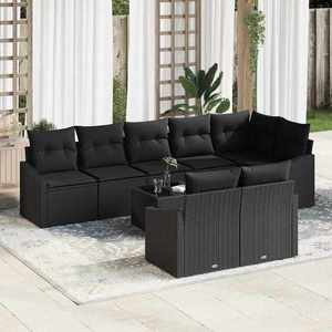 vidaXL Set de canapele pentru grădină 9 pcs Negru Rattan poli imagine