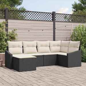 vidaXL Set de canapele pentru grădină 6 pcs Negru Rattan poli imagine