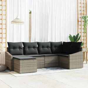vidaXL Set de canapele pentru grădină 6 pcs Gri Rattan poli imagine