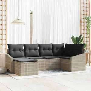 vidaXL Set de canapele pentru grădină 6 pcs Gri deschis Rattan poli imagine