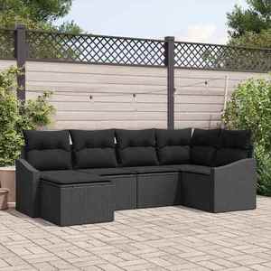 vidaXL Set de canapele pentru grădină 6 pcs Negru Rattan poli imagine
