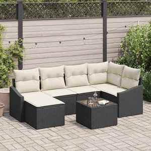 vidaXL Set de canapele pentru grădină 7 pcs Negru Rattan poli imagine