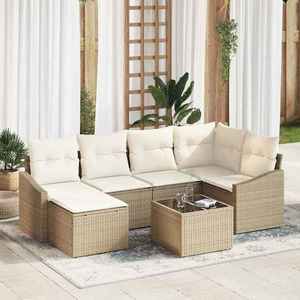vidaXL Set de canapele pentru grădină 7 pcs Bej Rattan poli imagine