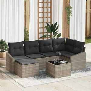 vidaXL Set de canapele pentru grădină 7 pcs Gri deschis Rattan poli imagine