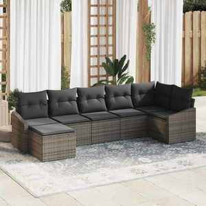 vidaXL Set de canapele pentru grădină 7 pcs Gri Rattan poli imagine