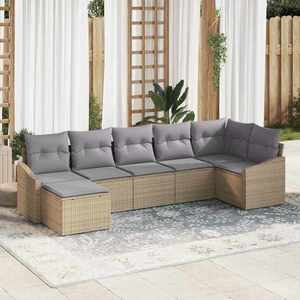 vidaXL Set de canapele pentru grădină 7 pcs Bej Rattan poli imagine