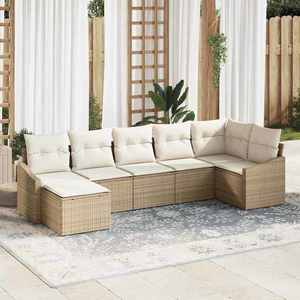 vidaXL Set de canapele pentru grădină 7 pcs Bej Rattan poli imagine