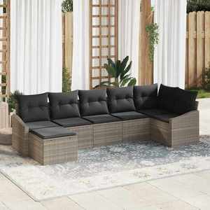 vidaXL Set de canapele pentru grădină 7 pcs Gri deschis Rattan poli imagine