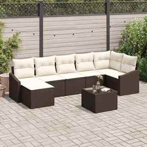 vidaXL Set de canapele pentru grădină 8 pcs Maro Rattan poli imagine