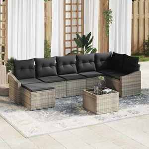 vidaXL Set de canapele pentru grădină 8 pcs Gri Rattan poli imagine