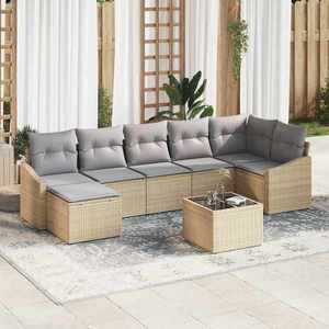 vidaXL Set de canapele pentru grădină 8 pcs Bej Rattan poli imagine
