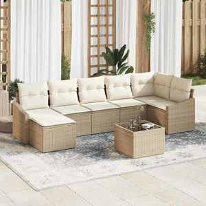 vidaXL Set de canapele pentru grădină 8 pcs Bej Rattan poli imagine